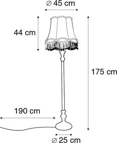 Retro stojaca lampa sivá so zeleným tienidlom Granny - Classico