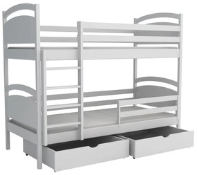 Detská poschodová posteľ z masívu borovice MARCELA so šuplíkmi - 200x90 cm - BIELA