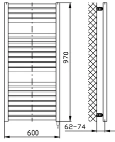 Aqualine Aqualine, TONDI-E elektrické vykurovacie teleso, rovné, 600x970 mm, 400W, biela, DE460T