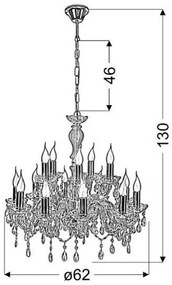 Luster na reťazi MARIA TERESA 15xE14/40W/230V