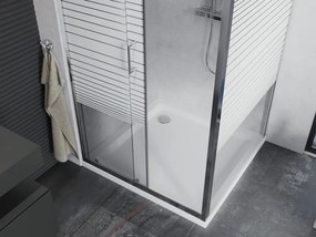 Mexen Apia, sprchový kút s posuvnými dverami 100 (dvere) x 100 (stena) cm, 6mm číre-pásy sklo, chrómový profil + slim sprchová vanička 5cm, 840-100-100-01-20-4010