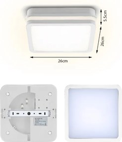 Brilagi - LED Vonkajšie svietidlo so senzorom BENE LED/24W/230V 26x26 cm biela IP54