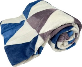 Home Elements Mikroflanelová deka, modrá, trojuholníky