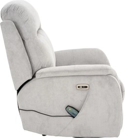 Masážne polohovacie kreslo Duncan, svetlo šedá látka