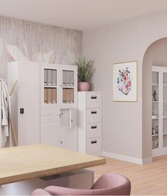 Kovová skriňa Filip s trezorom: biela 90x185 cm (991)