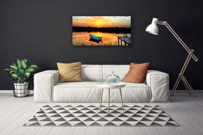 Obraz Canvas Loďka most jazero príroda 120x60 cm
