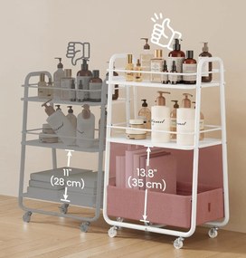 Pojazdný regál Vasagle Lilea s látkovým košom 40 cm biely/hnedý