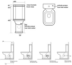 Kerasan, WALDORF WC kombi, spodný/zadný odpad, biela-chrom, WCSET04-WALDORF