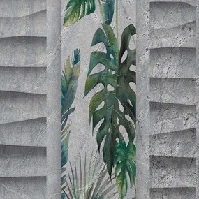 Ozdobný paraván Monstera Listy Příroda - 110x170 cm, trojdielny, korkový paraván