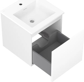 Mexen Orio, kúpeľňová skrinka 45 cm s umývadlom Otis, 1 zásuvka, biela matná, 91A10-04547-1-BF01-W18M01