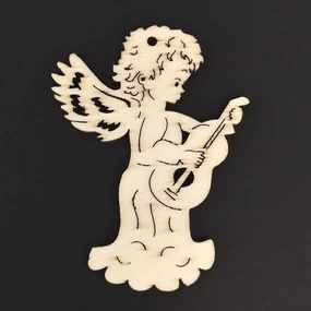 AMADEA Drevená ozdoba anjel s gitarou 8 cm
