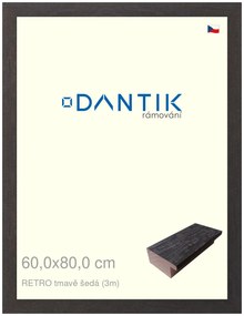 DANTIK rám na obraz 60x80 | RETRO tmavě šedá (Plexi Čiré)