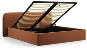 Čalúnená dvojlôžková posteľ s úložným priestorom s roštom 160x200 cm v terakotovej farbe Elizabeth – Micadoni