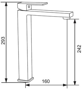 Mexen Uno, vysoká umývadlová batéria h-293, zlatá lesklá, 71410-50