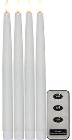 Súprava 4 bielych LED voskových sviečok Star Trading Flamme, výška 28,5 cm