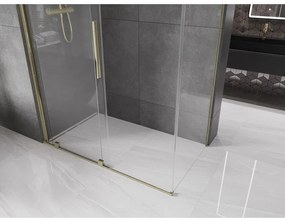 Mexen Velar, sprchový kút s posuvnými dverami 160(dvere) x 70(stena) cm, 8mm číre sklo, zlatá lesklá, 871-160-070-01-50