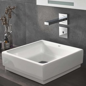 GROHE Cube Ceramic štvorcové umývadlo na dosku bez otvoru, bez prepadu, 400 x 400 mm, alpská biela, s povrchovou úpravou PureGuard, 3948200H