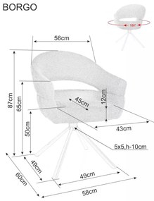 Otočné jídelní křeslo Borgo šedé/černé