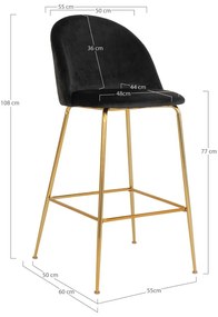 Čierne zamatové barové stoličky v súprave 2 ks 108 cm Lausanne – House Nordic