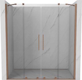Mexen Velar Duo, posuvné dvere do otvoru 180x200 cm, 8mm číre sklo, medená matná, 871-180-000-02-65