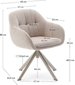 Béžové čalúnené jedálenské kreslo s podrúčkami Dorina – Kave Home