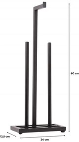 Erga Pap2, zásobník na toaletný papier na postavenie 60cm (8 roliek), čierna matná, ERG-YKA-P.PAP2-BLK