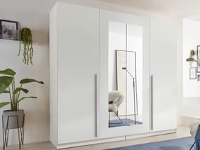 Šatníková skriňa so zrkadlom Cano, 228 cm, biela%