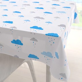 Biante Detský bavlnený štvorcový obrus Sandra SA-325 Modro-sivé dažďové obláčiky 120x120 cm