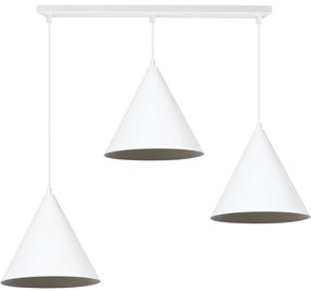 Závesné svietidlo Soho, 3x biele kovové tienidlo, (fi 25cm)