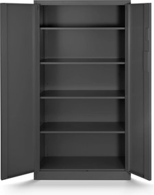 Kovová spisová skriňa DANIEL, 900 x 1850 x 400 mm, antracitová