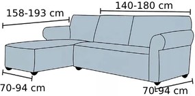 Strečový elastický plyšový poťah na trojmiestnu rohovú pohovku BestBerg / ľavý / svetlosivý