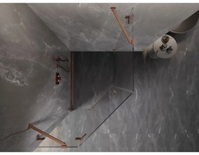 Mexen Lunar, päťuholníkový sprchový kút s ľavým sklonom 90 x 100 cm, 8mm číre sklo, profil medená matná, 831-090L-100P-65-00-L