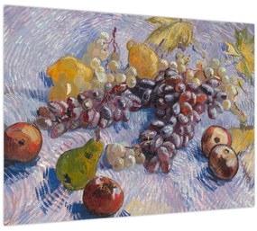 Sklenený obraz - Vincent van Gogh, Grapes, Lemons, Pears, and Apples, reprodukcia (70x50 cm)