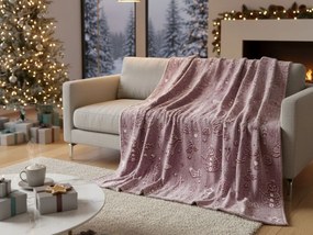 Svietiaca vianočná mikroplyšová deka PAINTY CHRISTMAS, vínová Rozmer: 150 x 200 cm
