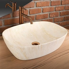 Rea Freja, umývadlo na dosku 512x396x137mm, imitácia kameňa-travertín matný, REA-U6689