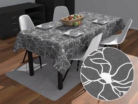 Biante Bavlnený obdĺžnikový obrus Sandra SA-269 Biele designové kvety na sivom 140x180 cm