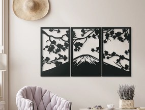 drevko 3-dielny obraz Hora za oknom Rozmer obrazu: 44,5 x 82,5 cm, Farba dekorácie: Čierna