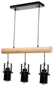 Závesné svietidlo H83 industrial, spot 3 74209 - kov / drevo - Čierna