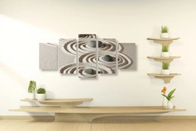 5-dielny obraz Zen kamene v piesočnatých kruhoch - 100x50