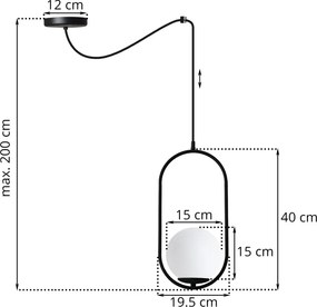 Závesné svietidlo Florence Spider, 1x biele sklenené tienidlo, b, U