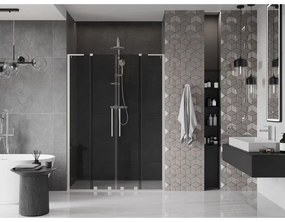 Mexen Velar L Duo, posuvné sprchové dvere do otvoru 140 cm, 8mm šedé sklo, brúsená oceľ, 871-140-003-42-97