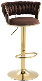 Glamour barová stolička BELLI hnedá/zlatá