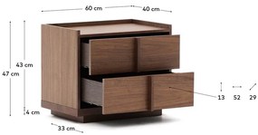 Tmavohnedý nočný stolík v dekore orecha Onix – Kave Home