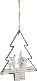 Závesná dekorácia anjel a jeleň v stromčeku Christmas Tree - 21*5*28 cm