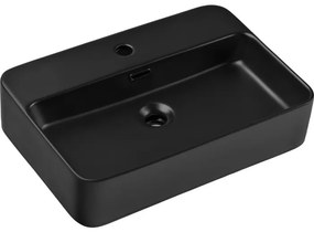 Závěsná skříňka Luxor Black Trust s deskou a umyvadlem 120 cm černá/dub olejovaný