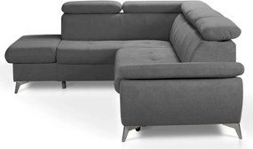 Rohová sedacia súprava Gisele, stredne šedá látka, ľavý roh