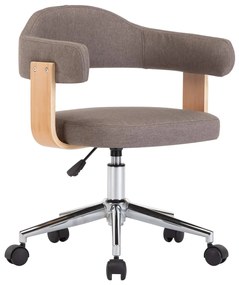 Otočná kancelárska stolička sivohnedá ohýbané drevo a látka