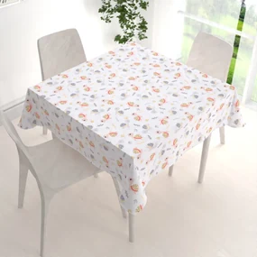 Biante Detský bavlnený štvorcový obrus Sandra SA-373 Veselé korytnačky na bielom 80x80 cm