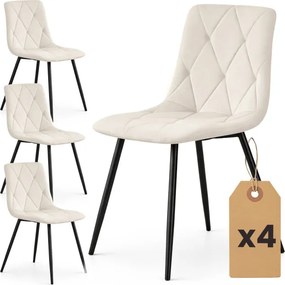 Sada štyroch jedálenských stoličiek MILO zamatové, béžové / čierne nohy (4 ks)