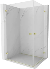 Mexen Lunar-B Duo, výklopný sprchový kút 100 x 70 cm, 8mm číre sklo, zlatý matný profil, 832-100L-070P-55-00